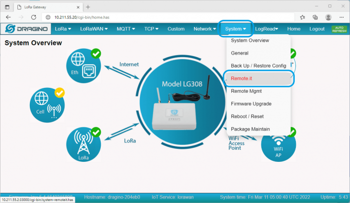 Configure Remote Control for Dragino gateways - IoTThinks.com
