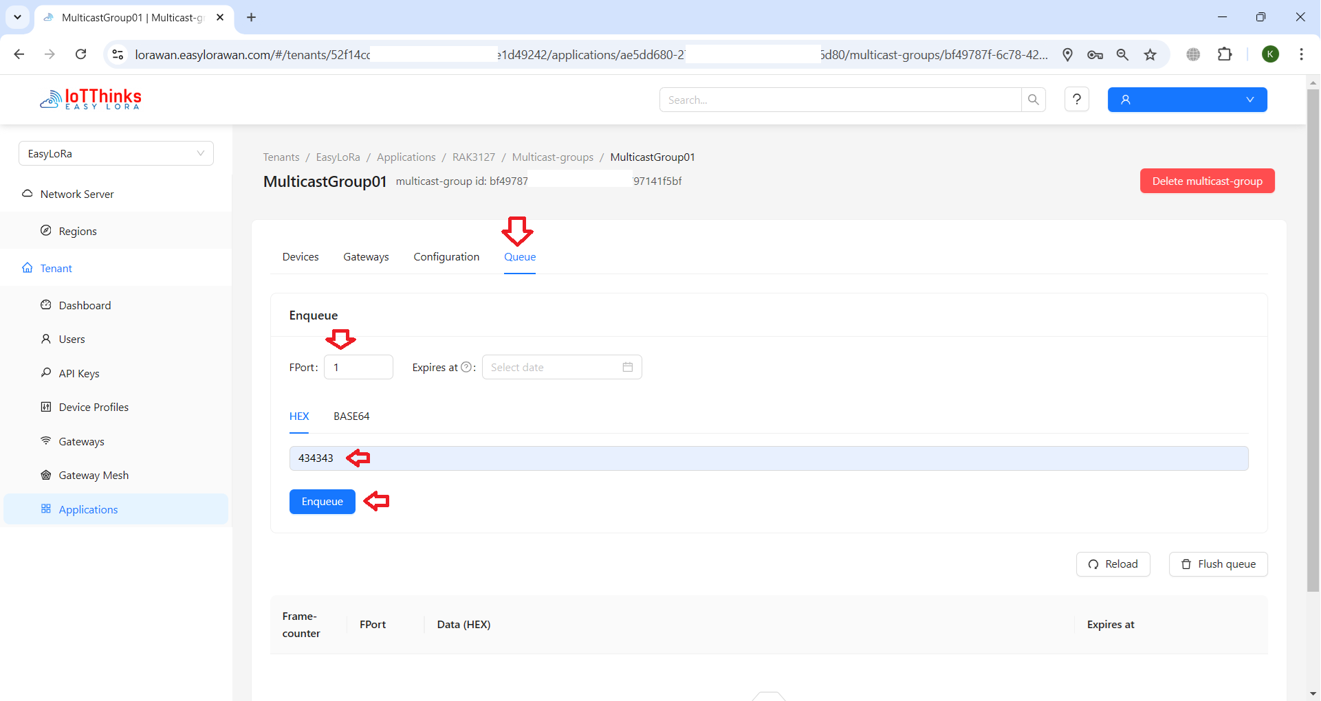 send lorawan multicast downlink